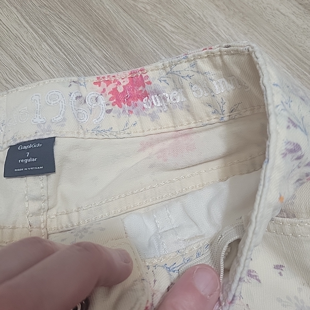 Gap Kids 1969 Super Skinny Floral Print Ripped KneesJeans Size 7 Regular - Picture 4 of 10